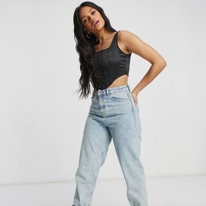 Missguided Black Satin Corset Top - Women’s size 12